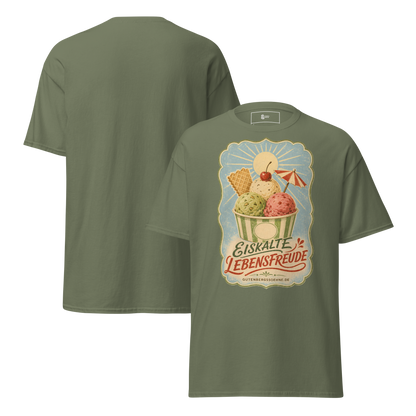 T-Shirt Eiskalte Lebensfreude in Militärgrün