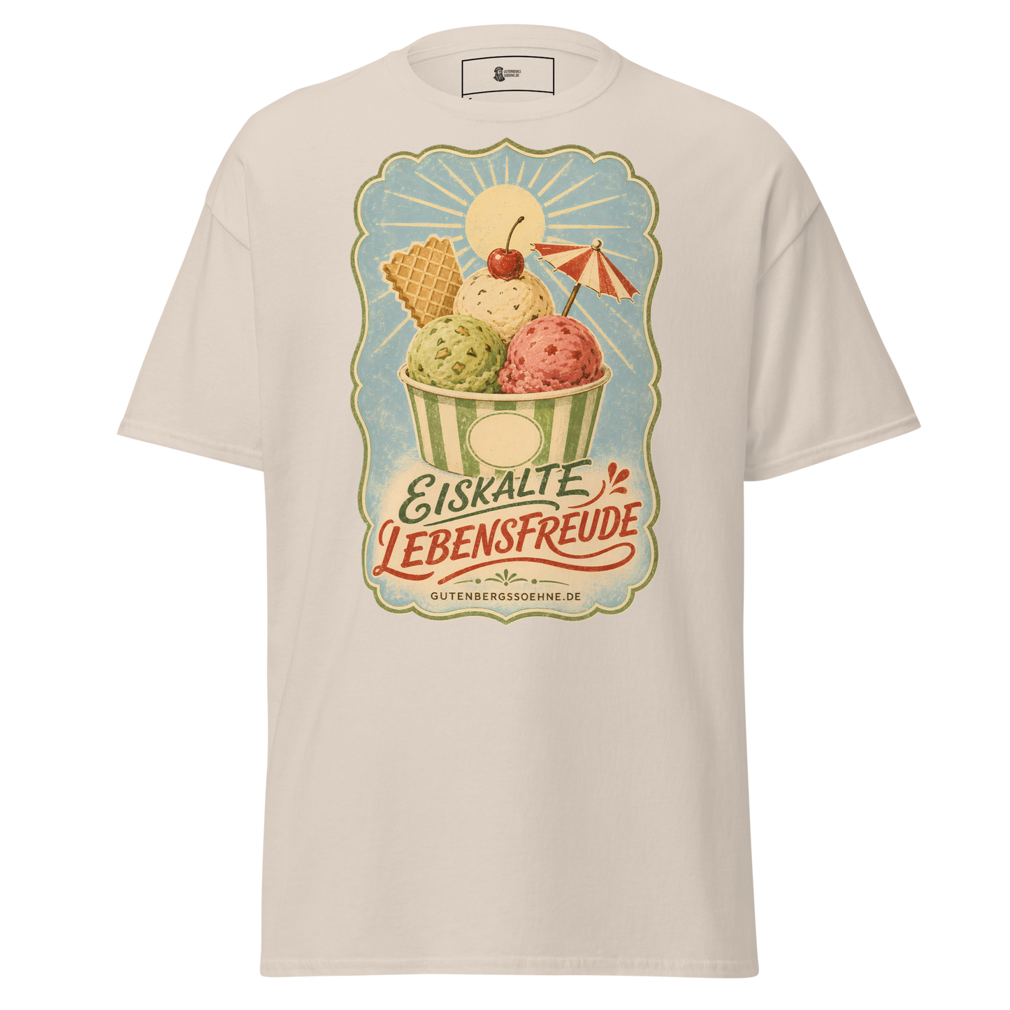 Vintage Unisex T-Shirt mit dem Spruch Eiskalte Lebensfreude