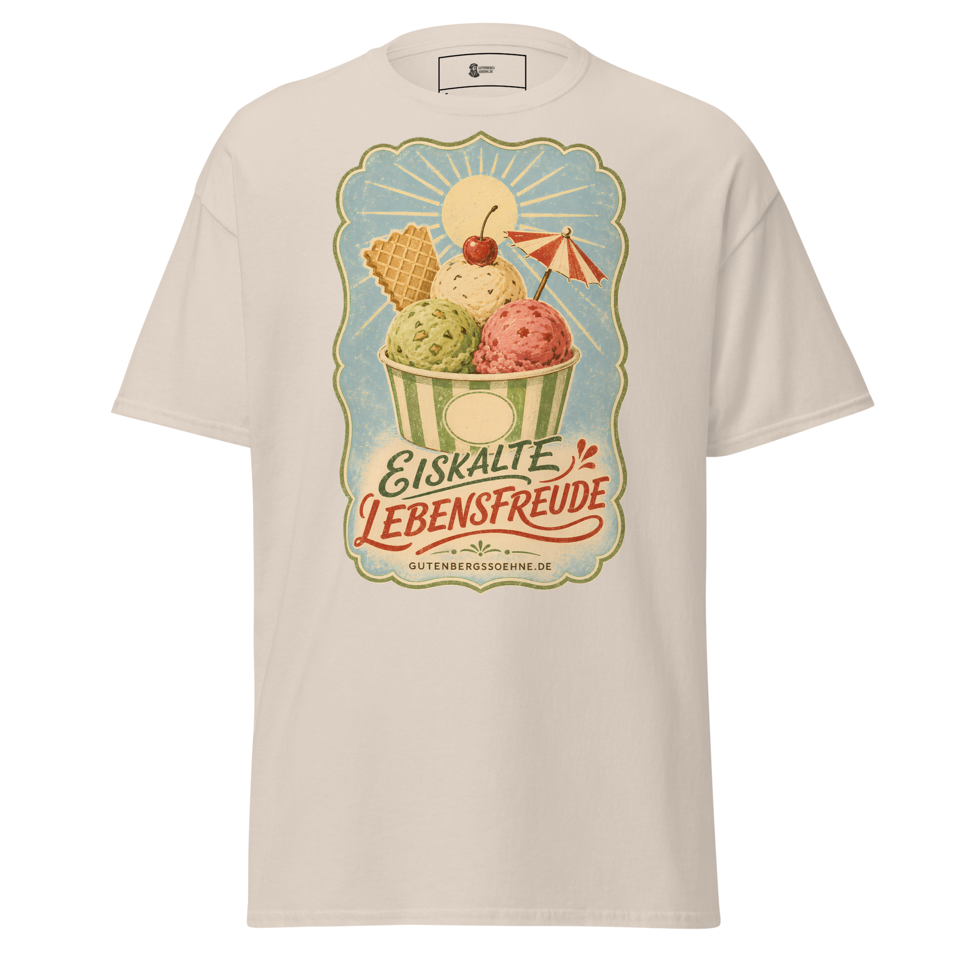 Vintage Unisex T-Shirt mit dem Spruch Eiskalte Lebensfreude