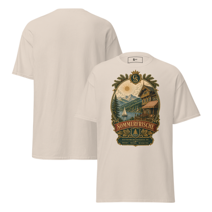 Sommerfrisch Vintage-Motiv auf klassischem Baumwoll-T-Shirt natur