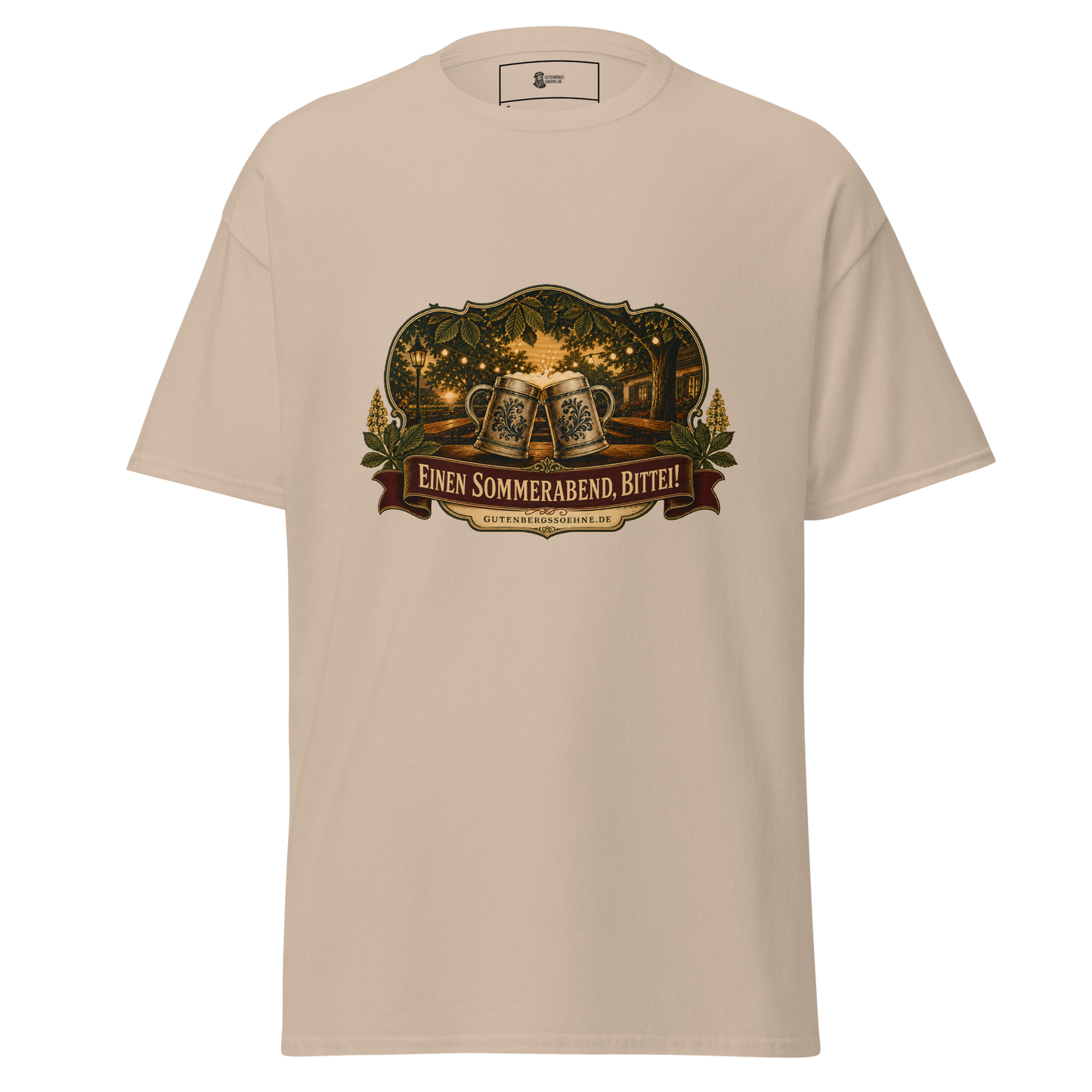 Vintage Sommermotiv Einen Sommerabend bitte auf Baumwoll-T-Shirt