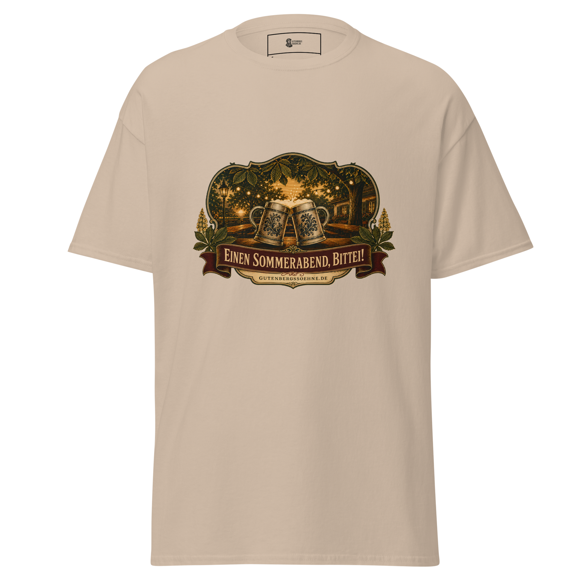 Vintage Sommermotiv Einen Sommerabend bitte auf Baumwoll-T-Shirt