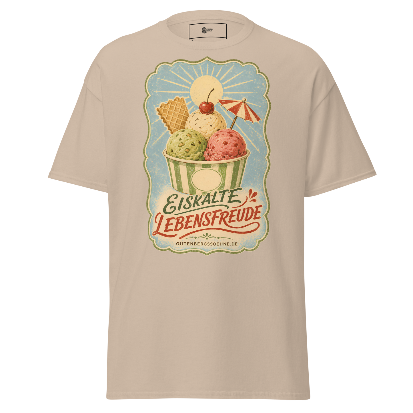 Vintage Unisex T-Shirt mit dem Spruch Eiskalte Lebensfreude