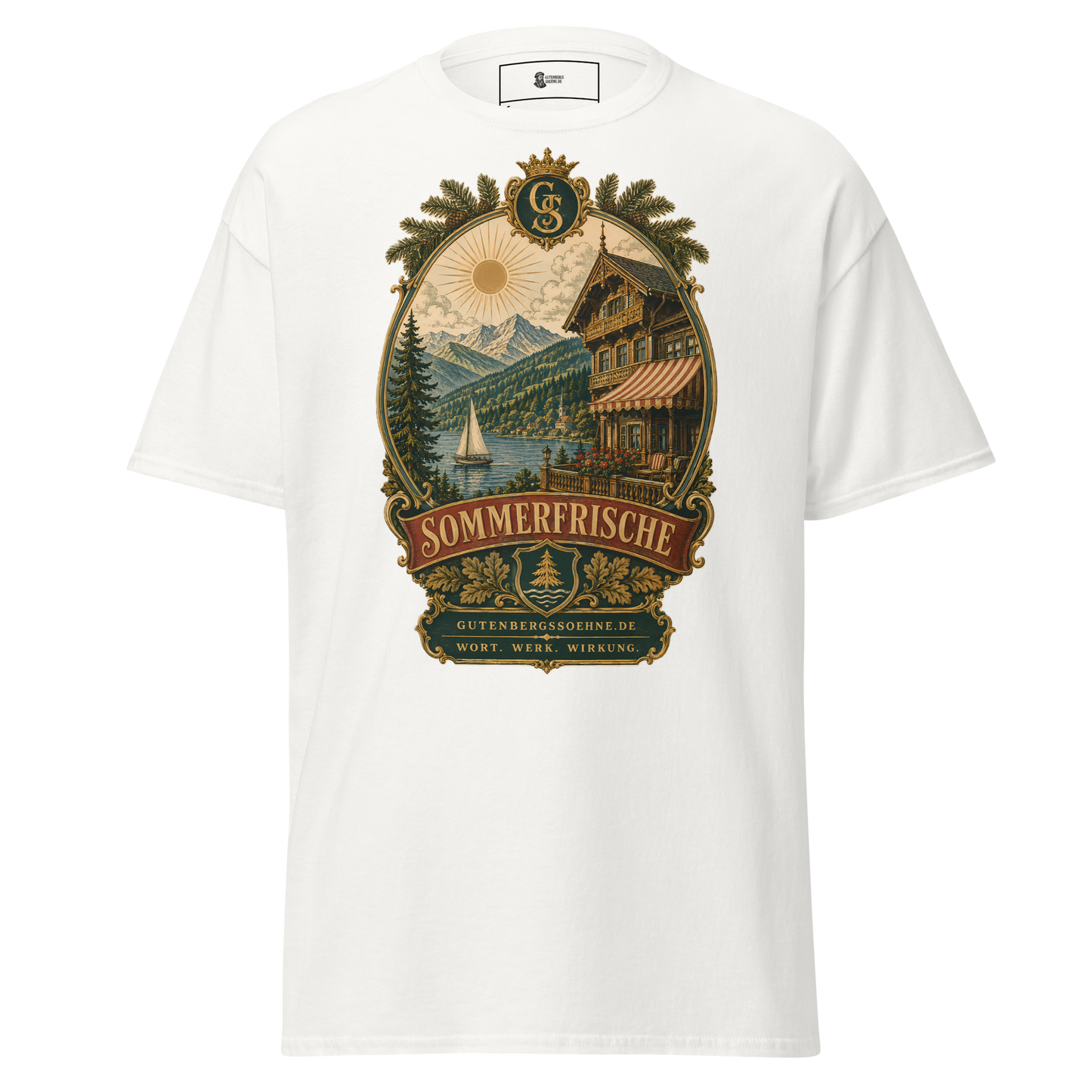 Vintage Unisex T-Shirt mit dem Schriftzug Sommerfrische weiß