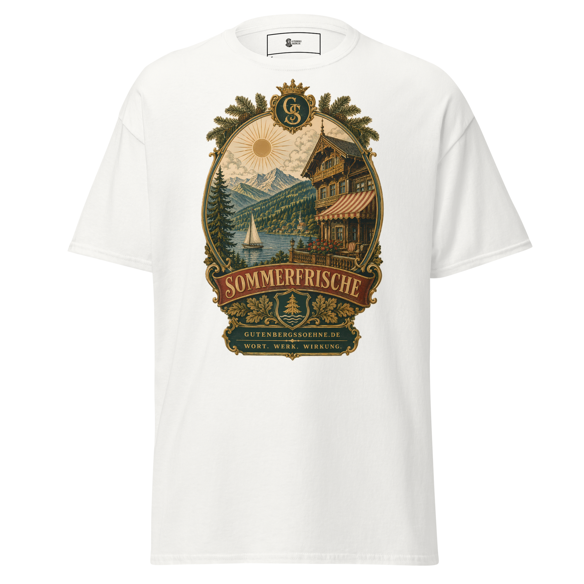 Vintage Unisex T-Shirt mit dem Schriftzug Sommerfrische weiß