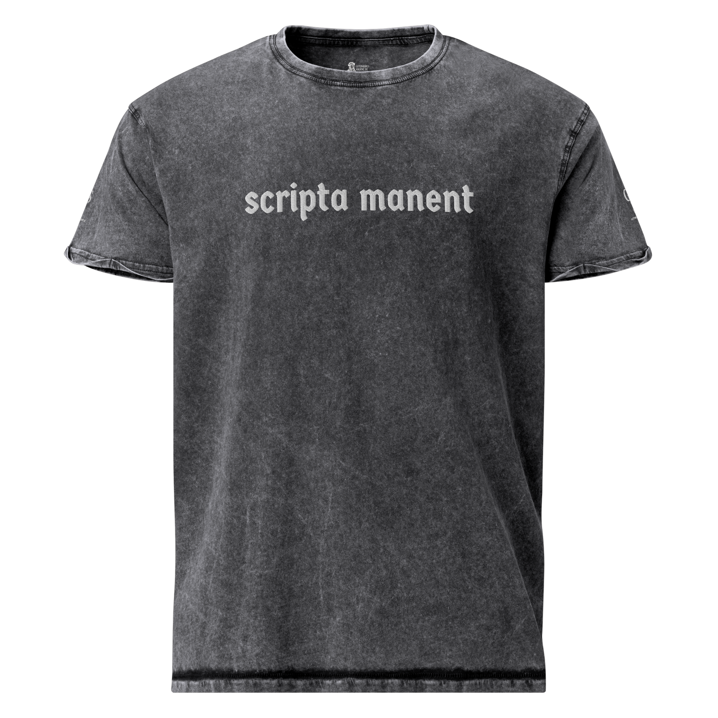 Denim-T-Shirt „Scripta manent“ – von GutenbergsSoehne.de