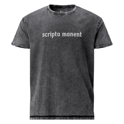Denim-T-Shirt „Scripta manent“ – von GutenbergsSoehne.de