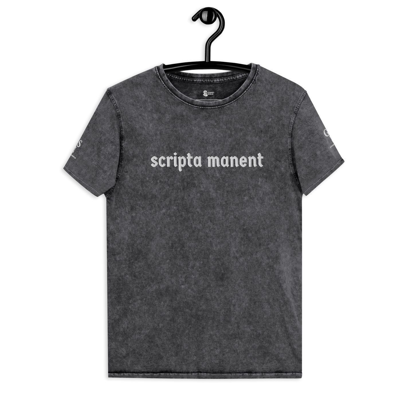 Denim-T-Shirt „Scripta manent“ – von GutenbergsSoehne.de