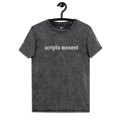 Denim-T-Shirt „Scripta manent“ – von GutenbergsSoehne.de