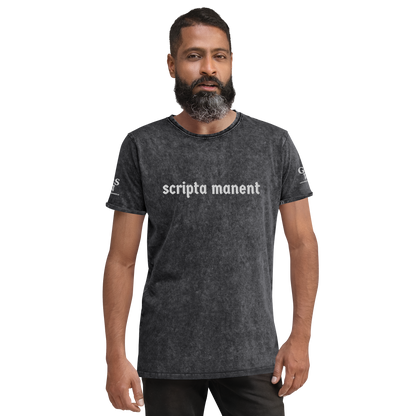 Denim-T-Shirt „Scripta manent“ – von GutenbergsSoehne.de