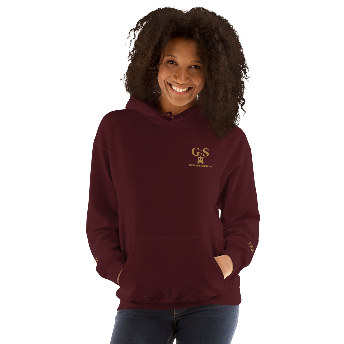 Unisex-Kapuzenpullover bestickt – GutenbergsSoehne.de