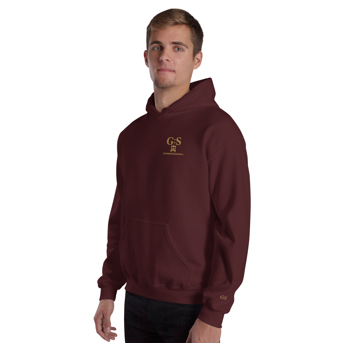 Unisex-Kapuzenpullover bestickt – GutenbergsSoehne.de