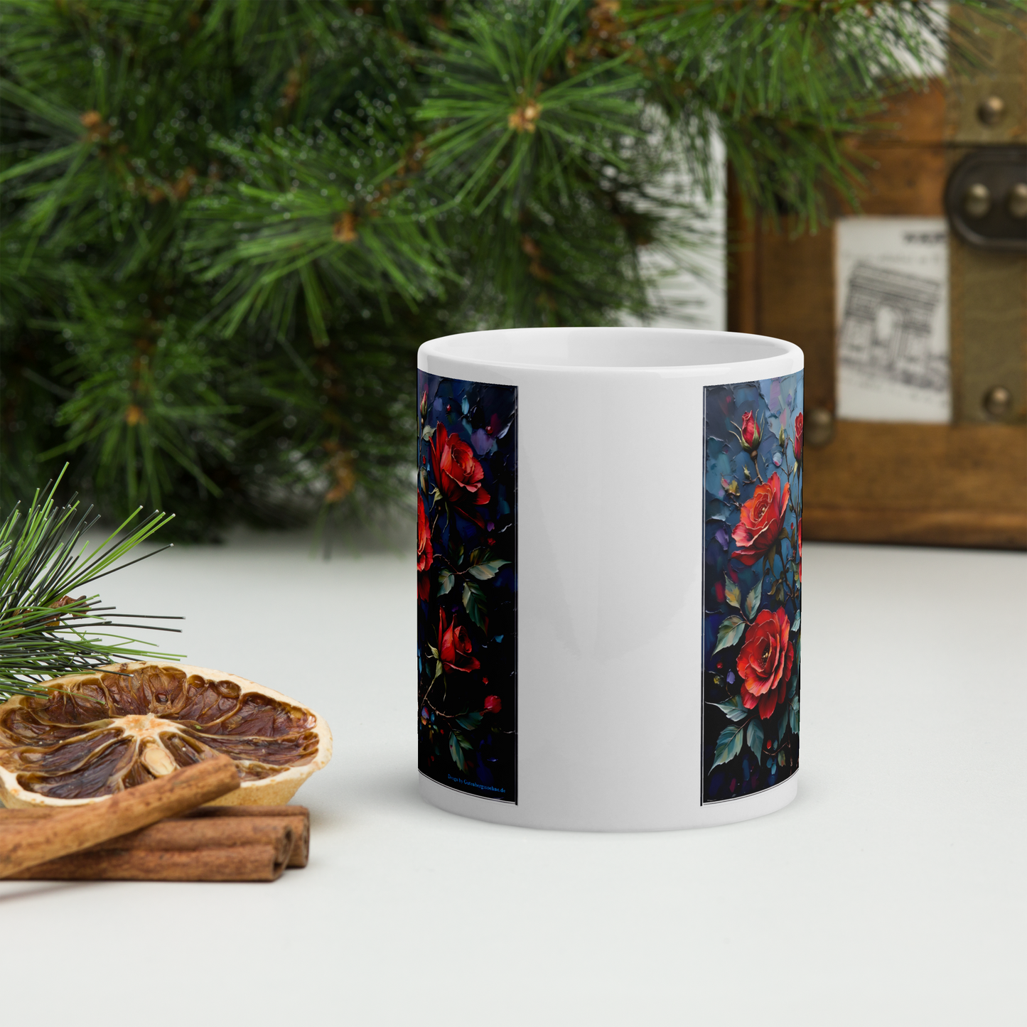 Glänzende Keramiktasse „Dunkle Rose“ – Eleganz für deine Kaffeepause