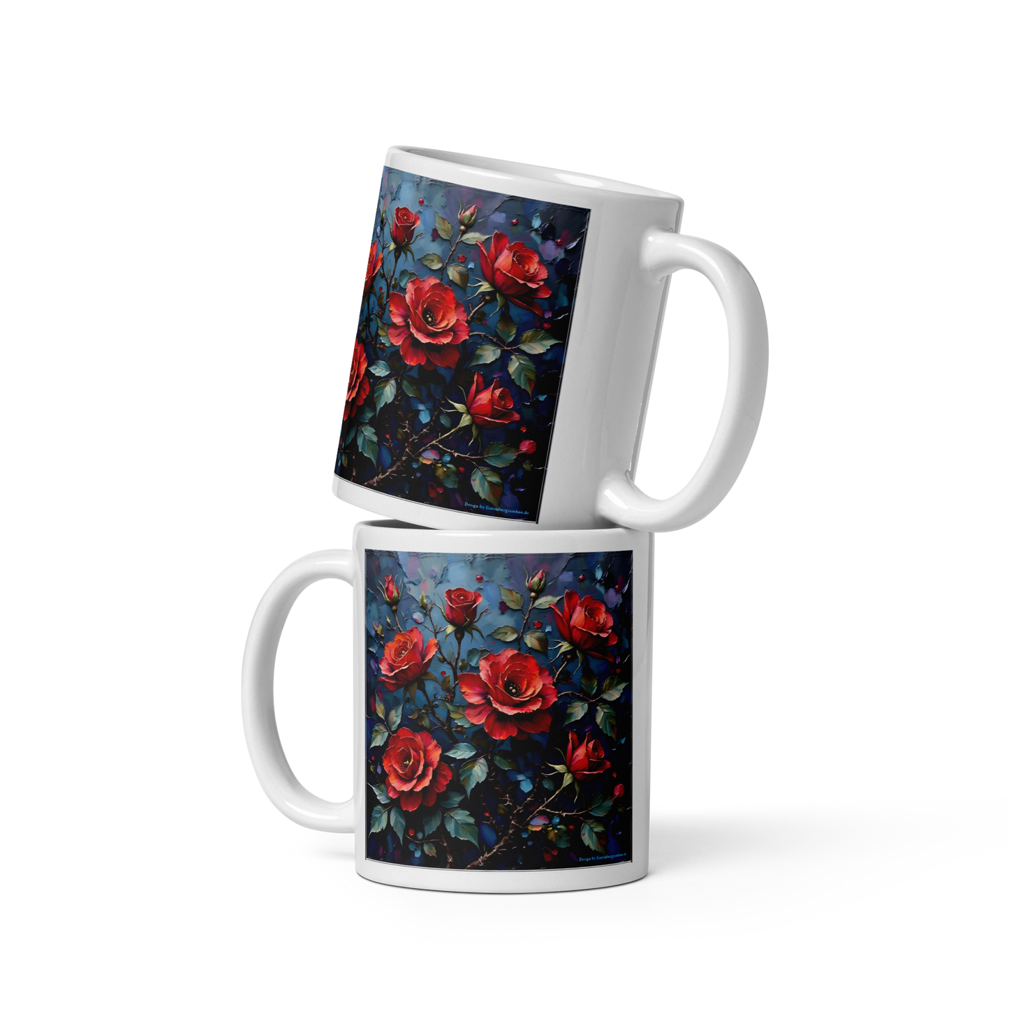 Glänzende Keramiktasse „Dunkle Rose“ – Eleganz für deine Kaffeepause