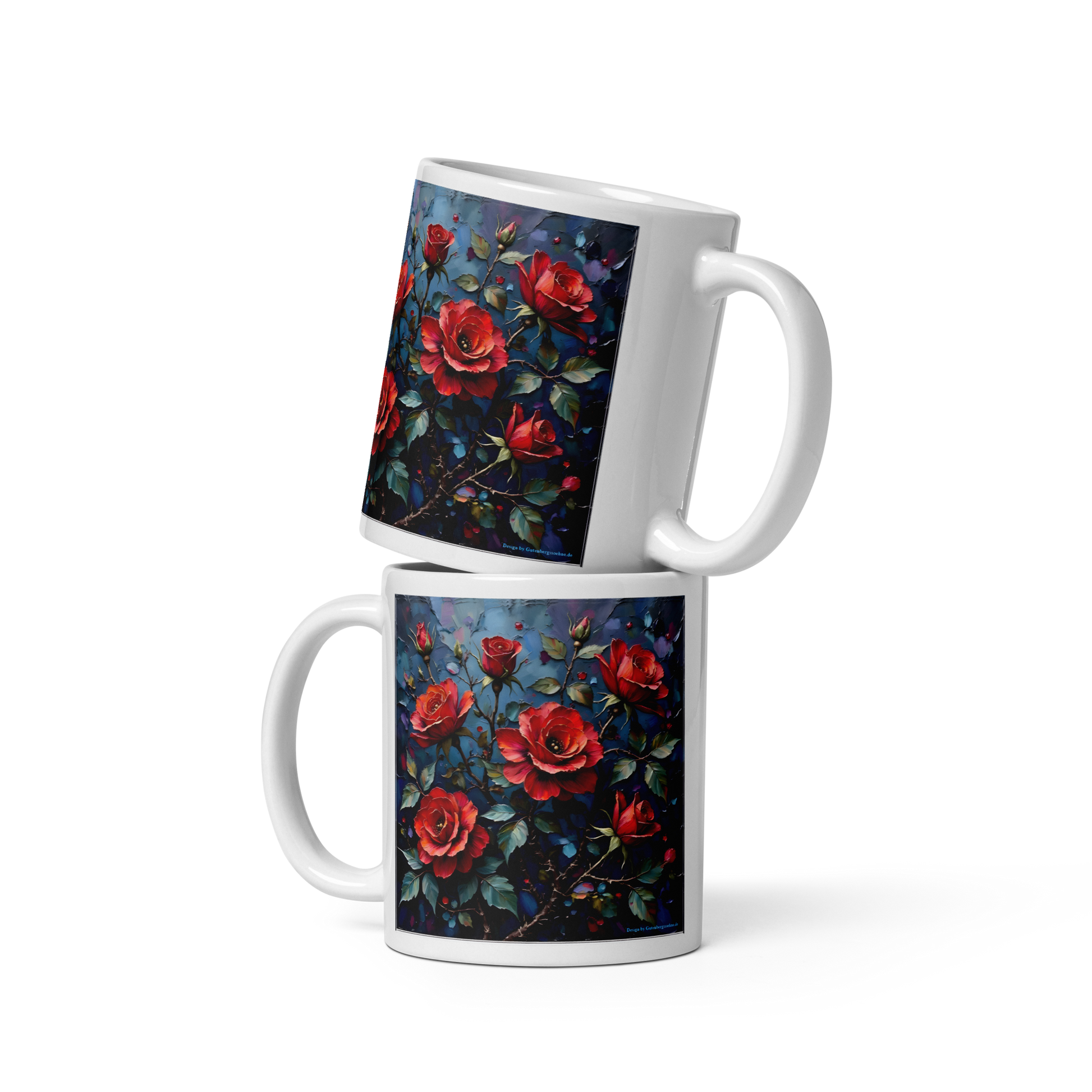 Glänzende Keramiktasse „Dunkle Rose“ – Eleganz für deine Kaffeepause