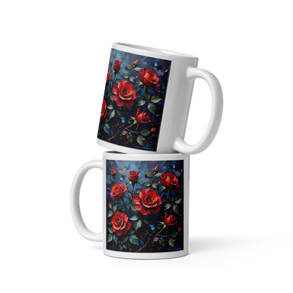 Glänzende Keramiktasse „Dunkle Rose“ – Eleganz für deine Kaffeepause