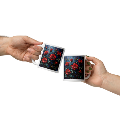 Glänzende Keramiktasse „Dunkle Rose“ – Eleganz für deine Kaffeepause