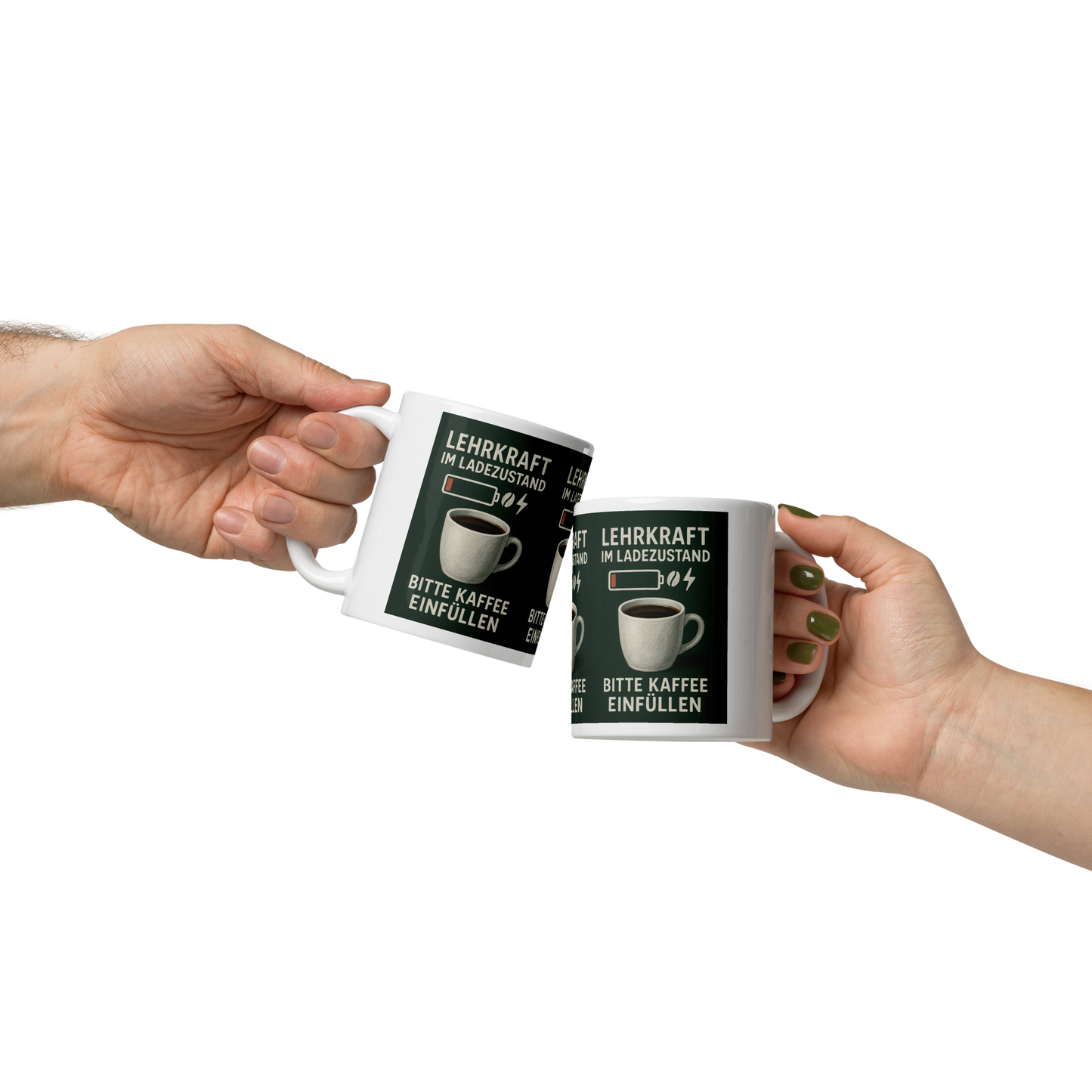 Weiße Tasse „Lehrkraft im Ladezustand“ – Humorvoller Schulstart für Lehrer:innen