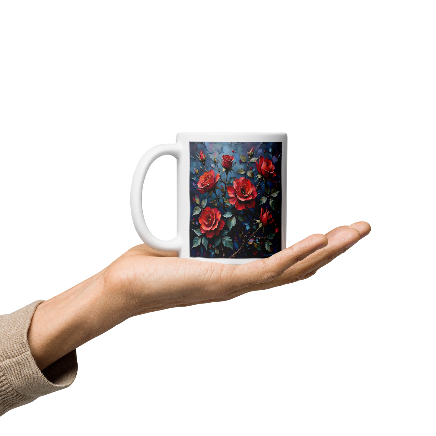 Glänzende Keramiktasse „Dunkle Rose“ – Eleganz für deine Kaffeepause