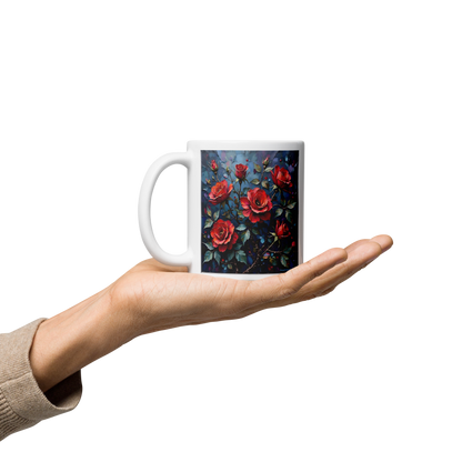 Glänzende Keramiktasse „Dunkle Rose“ – Eleganz für deine Kaffeepause
