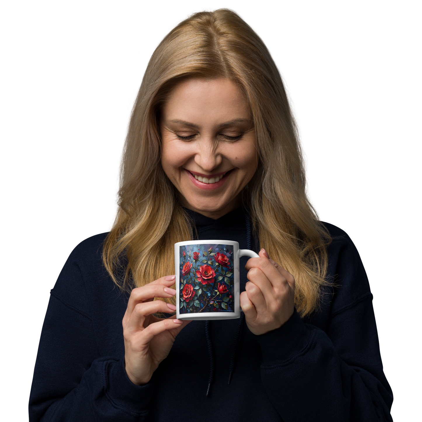 Glänzende Keramiktasse „Dunkle Rose“ – Eleganz für deine Kaffeepause