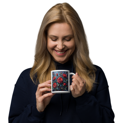 Glänzende Keramiktasse „Dunkle Rose“ – Eleganz für deine Kaffeepause