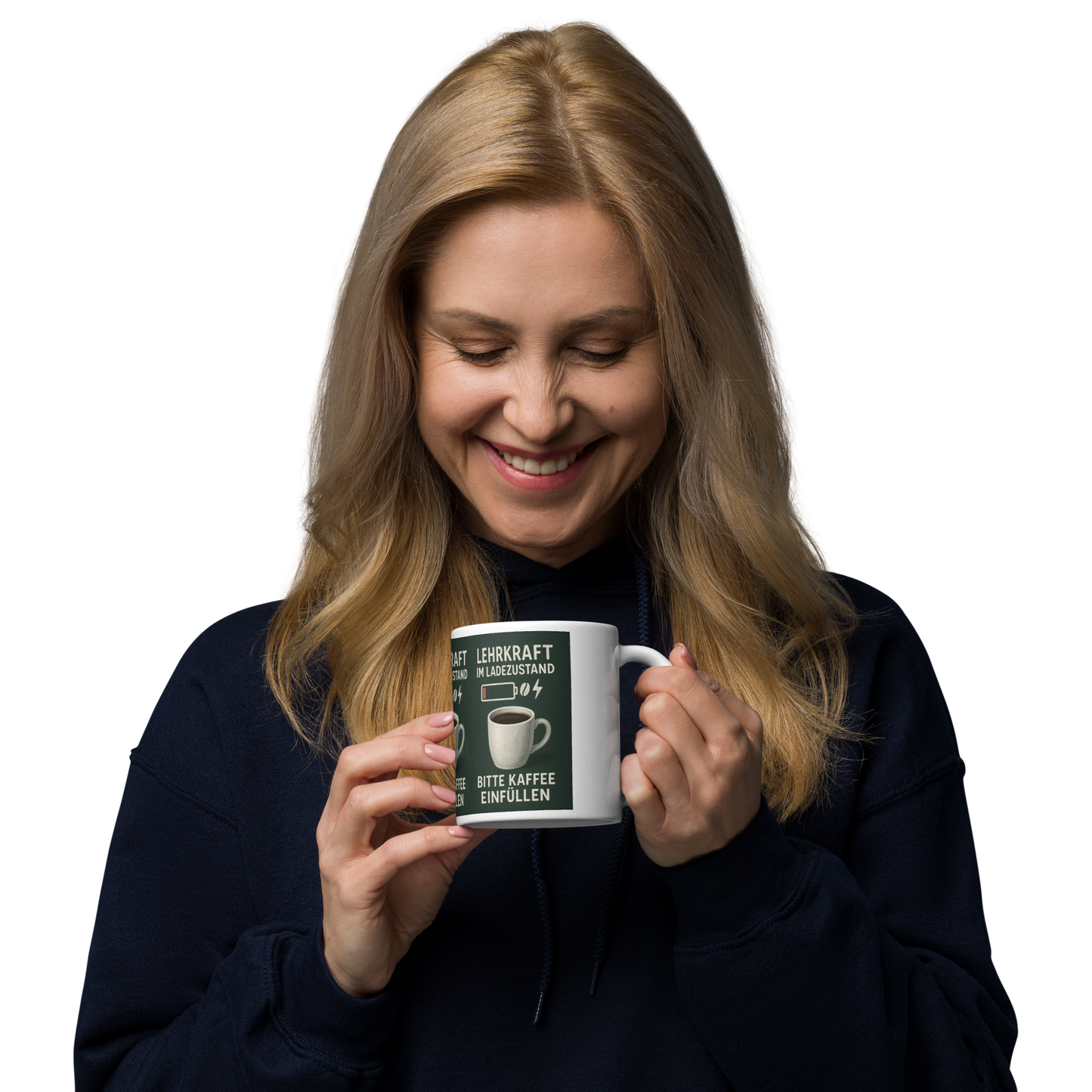 Weiße Tasse „Lehrkraft im Ladezustand“ – Humorvoller Schulstart für Lehrer:innen