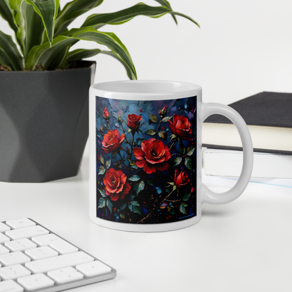 Glänzende Keramiktasse „Dunkle Rose“ – Eleganz für deine Kaffeepause