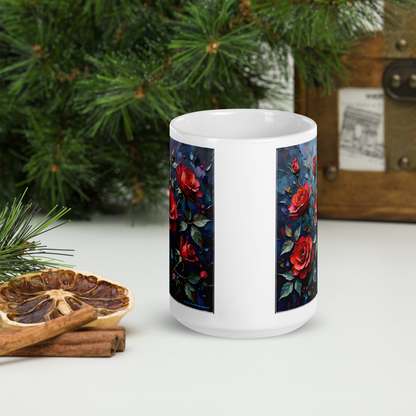 Glänzende Keramiktasse „Dunkle Rose“ – Eleganz für deine Kaffeepause