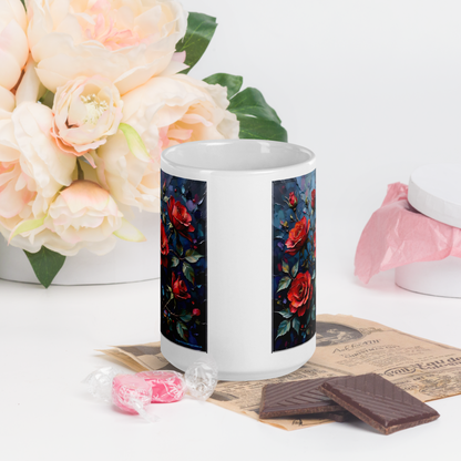 Glänzende Keramiktasse „Dunkle Rose“ – Eleganz für deine Kaffeepause