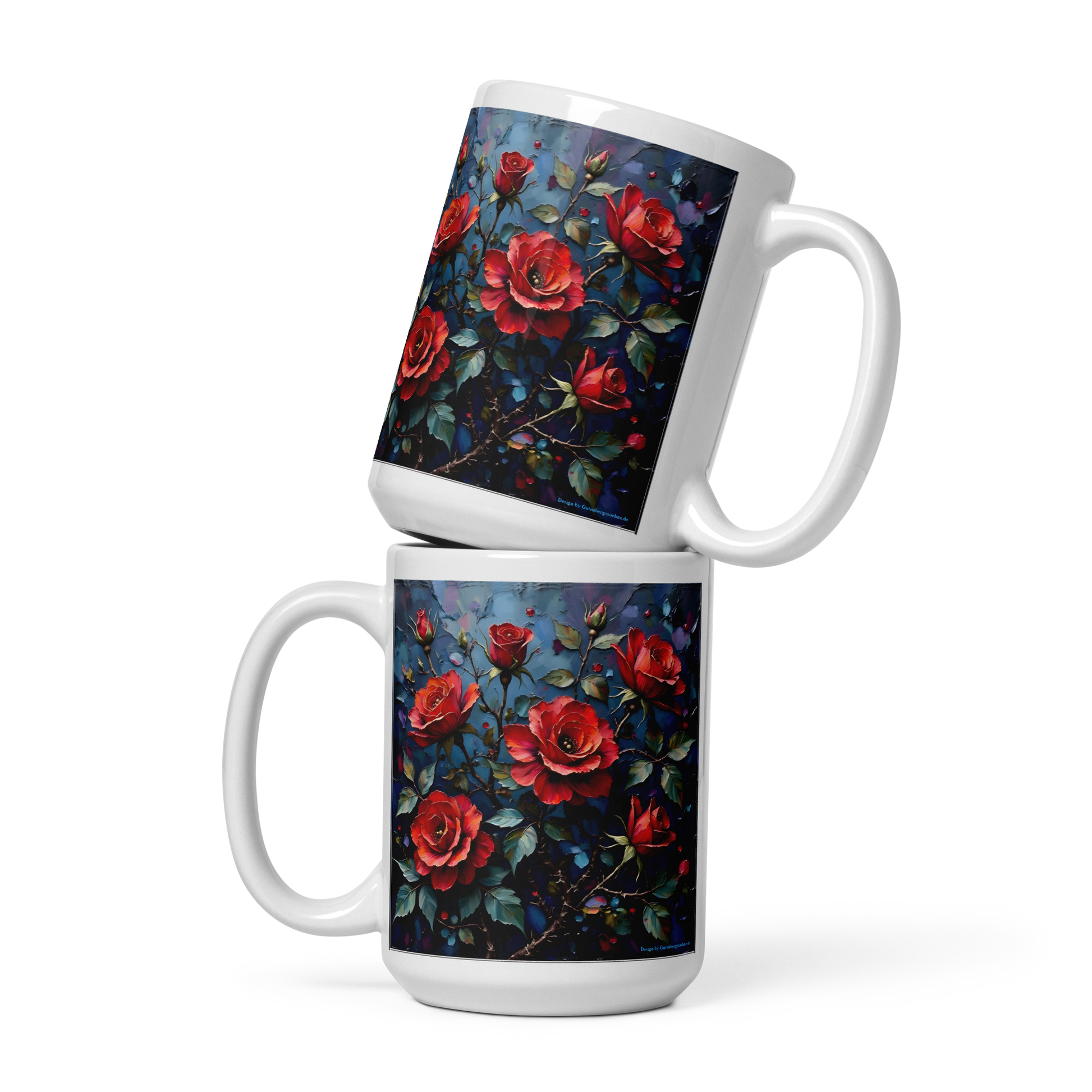 Glänzende Keramiktasse „Dunkle Rose“ – Eleganz für deine Kaffeepause