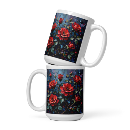 Glänzende Keramiktasse „Dunkle Rose“ – Eleganz für deine Kaffeepause