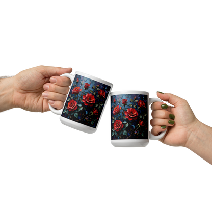 Glänzende Keramiktasse „Dunkle Rose“ – Eleganz für deine Kaffeepause