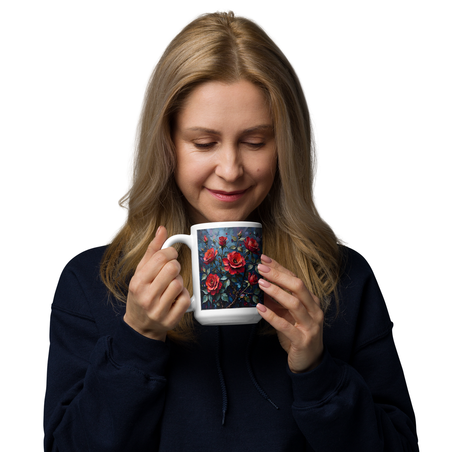 Glänzende Keramiktasse „Dunkle Rose“ – Eleganz für deine Kaffeepause