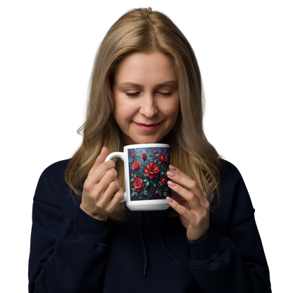 Glänzende Keramiktasse „Dunkle Rose“ – Eleganz für deine Kaffeepause