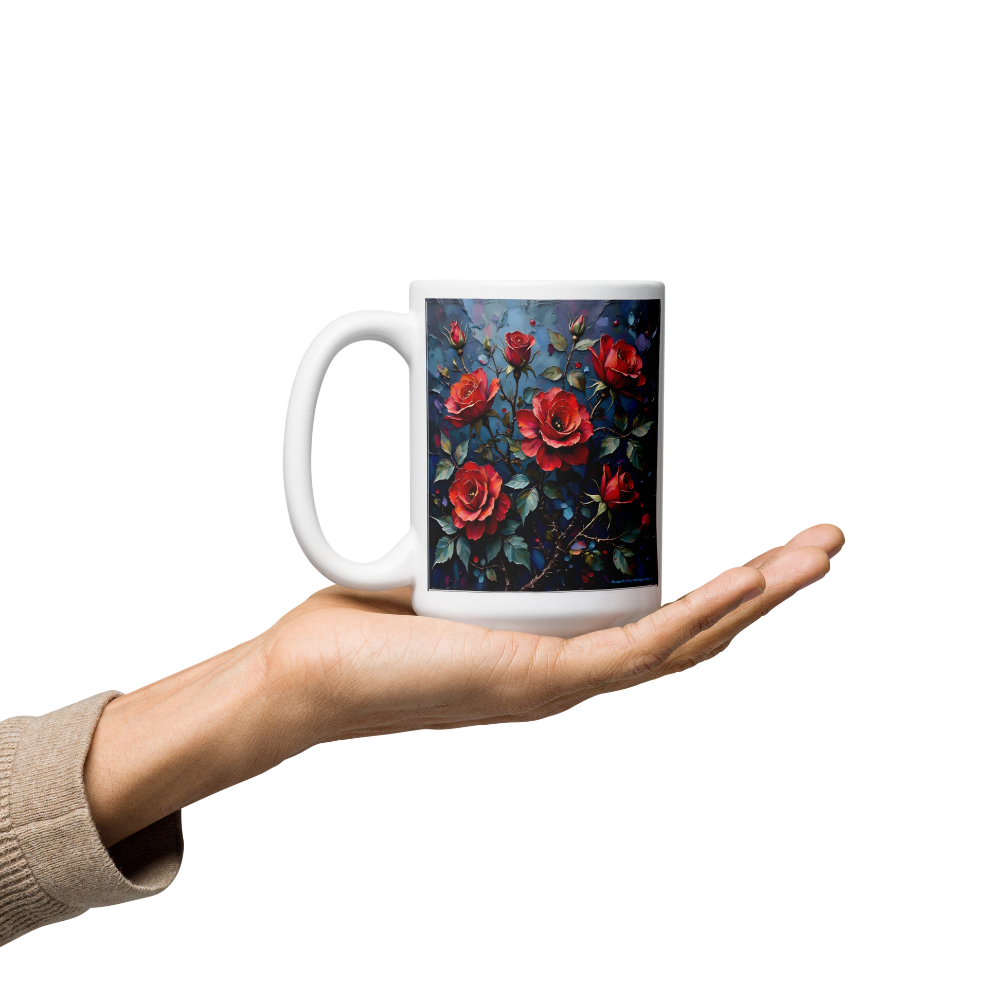 Glänzende Keramiktasse „Dunkle Rose“ – Eleganz für deine Kaffeepause