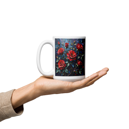 Glänzende Keramiktasse „Dunkle Rose“ – Eleganz für deine Kaffeepause